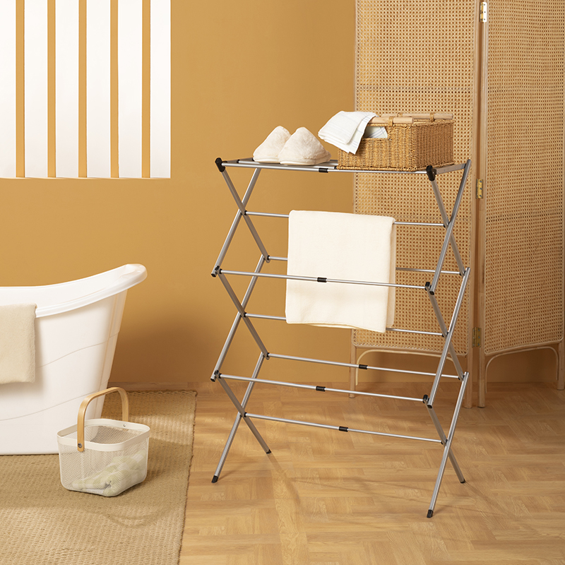 Tendedero de ropa tipo torre plegable retráctil